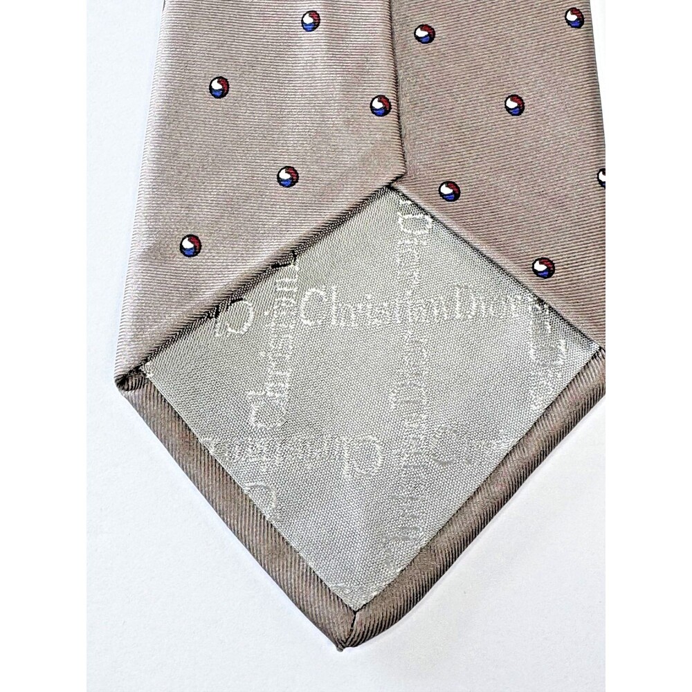 Christian‎ Dior Tie Mens Silk Woven Polka Dot Pattern Classic Made in USA Italy - Picture 4 of 8
